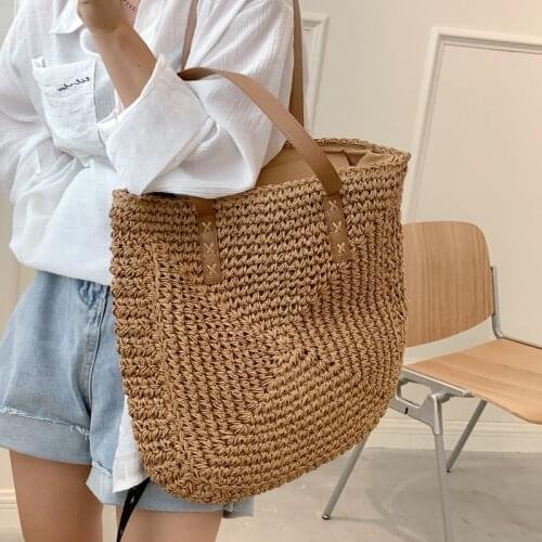 Boho Style Soft Knitting Square Vacation Beach Tote Bags Handbags for Women Fashion Shoulder Bags Beige Khaki Bolsa Feminina