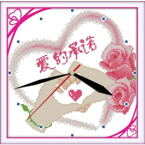 Eternal moment cross stitch kit 14ct 11ct count print canvas wall clock stitches embroidery DIY handmade needlework plus