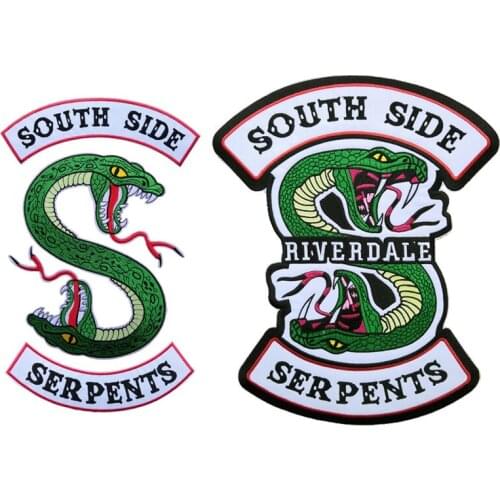 Large Size South Side Serpent Embroidered Iron On Patches, TV Show Snake Animal Jacket Hoodies Applique Clothing Accessories DIY