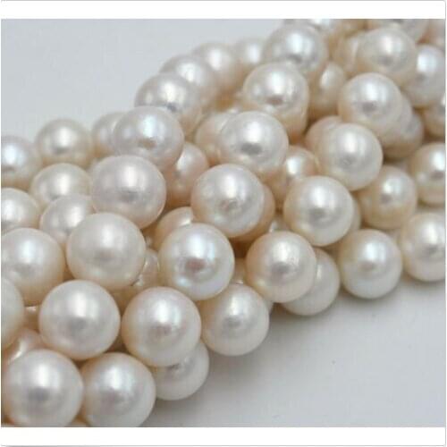 REAL 10-11mm round beads AAA SOUTH SEA WHITE BAROQUE PEARL loose beads 15