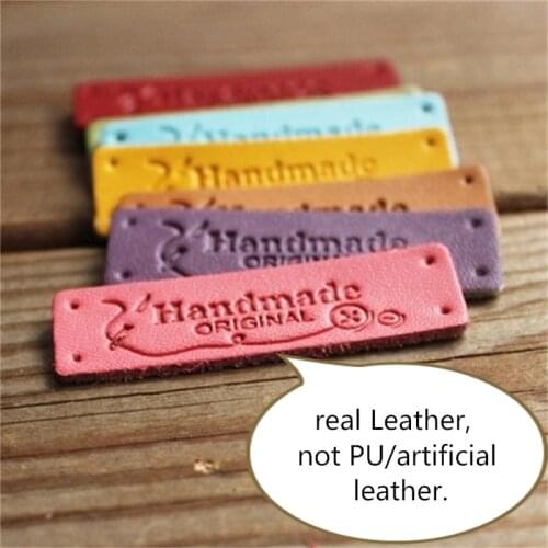 Real leather not PU/artificial handmade leather Disc /Hand sewn Decoration diy hand Accessories/Handmade leather handbag labels