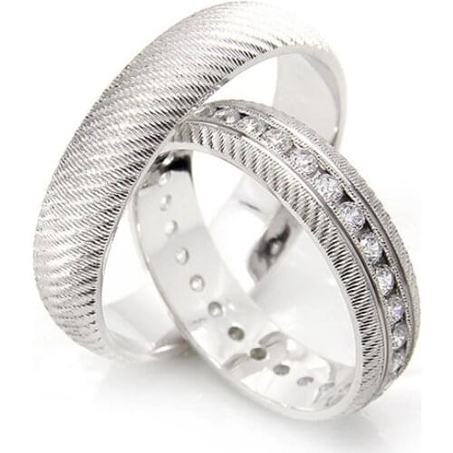 Couple Wedding Ring Sterling Silver 925 Woman And Man Luxury Jewelry Bands Fashion Engagement Anniversary SILVERFONI Gift Box