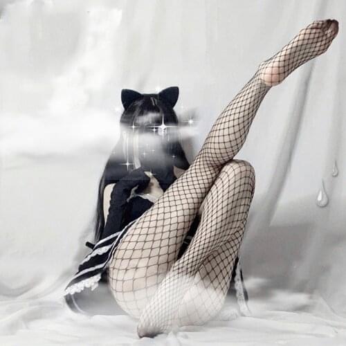 Sexy Mesh Pantyhose Stocking Transparent Slim Fishnet Pantyhose Party Club Net Holes Black Tights Stocking Small/Middle/Big Mesh