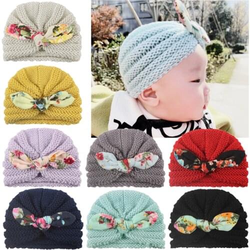 0-36 M Christmas Version Baby Girls Cotton Hats Autumn Winter Hats Lovely printing Bow Hats Beanie Turban Head Accessories