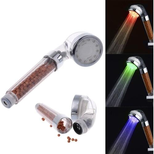 LED Anion Shower SPA Shower Head Pressurized Water - Saving Temperature Control Colorful Handheld Big Rain Shower