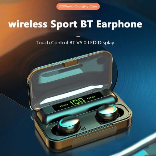 F9 Bluetooth Wireless Headphones TWS Touch Control Sport Headset Noise Cancel Waterproof 2200mAh LED Earphones Earbuds