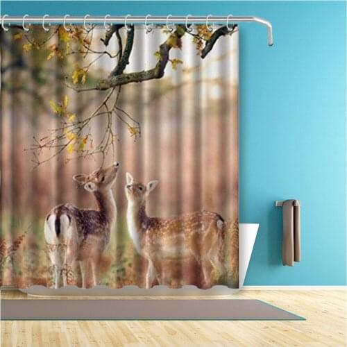 Nature forest Deer Shower Curtain Animal Waterproof Polyester Fabric Bathroom Curtain Bath Decor Bathing Cover Shower Sets