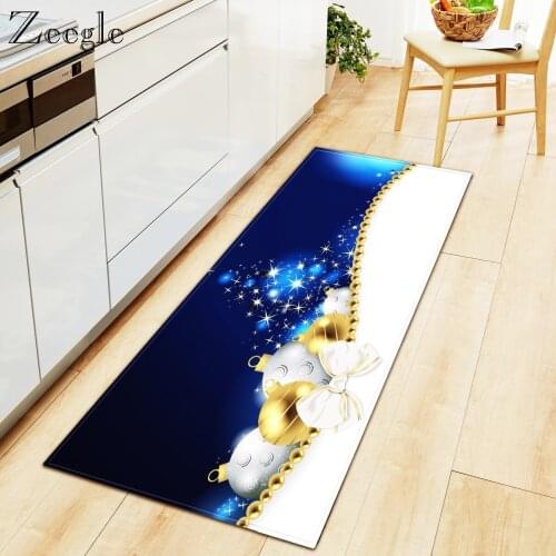 Zeegle Christmas Carpet for Home Decoration Rectangle Kitchen Carpet Anti-slip Hallway Floor Mat Modern Area Rug Entrance Mat