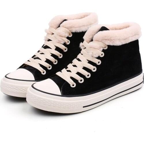 Promotion Cotton Women Winter Shoes 2019 New Female Canvas Shoes Students Warm Plus Velvet High Top Women Casual Shoes AC-34