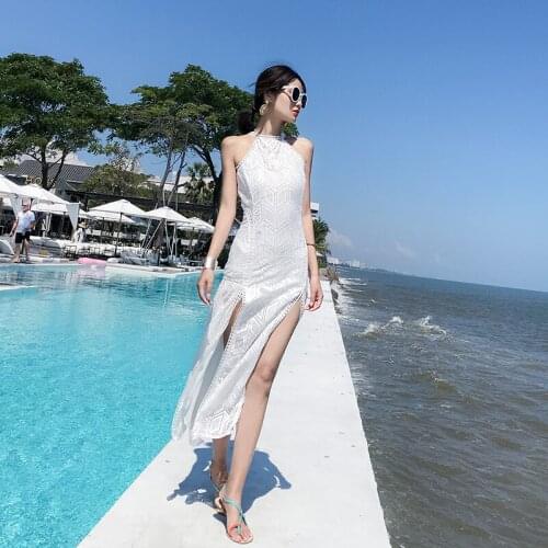 Fashion women new arrival lace hollow out formal dress casual outdoor vintage party high quality holiday cute long a-line dress