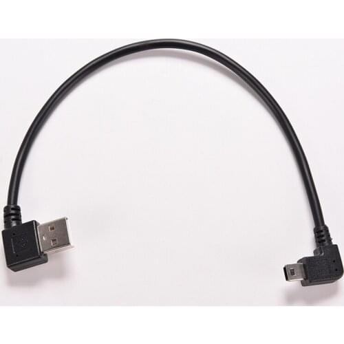 USB 2.0 A Right Angle Male to Mini USB 5 Pin Left Angle Male Cable Cord Adapter Connector 25cm 1PC
