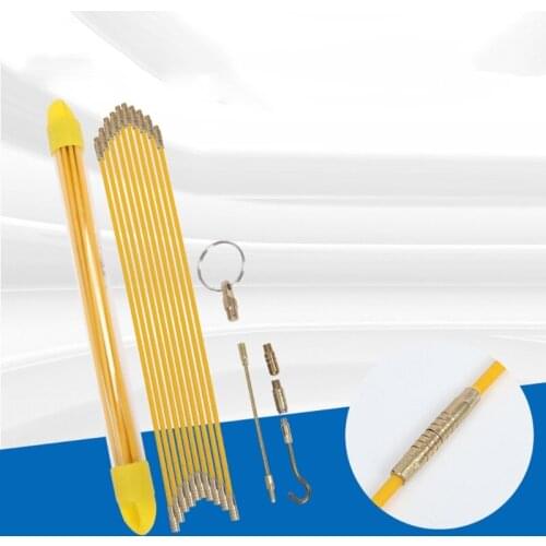 10Pcs/Set 13 Inches Fiberglass Running Wire Cable Coaxial Electrical Fish Tape Pull Push Kit Electricians Puller Rods