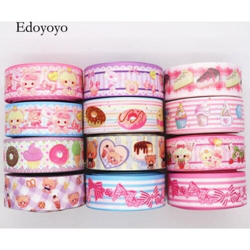 10 Yards 1'' 25MM Ice Cream Cake/Animal Printed Grosgrain Ribbons For Hair Bows DIY Handmade Materials Y19101601