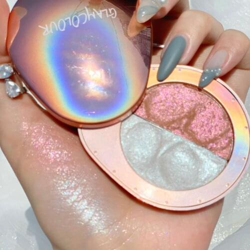 2 in 1 Diamond Highlighter 3D Bronze Makeup Palette Facial Contour Illuminator Shimmer Cosmetics