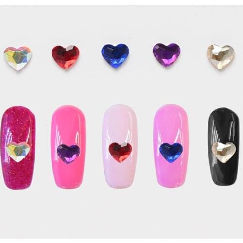20Pc Love Heart Nail Rhinstones Colorful Stones Gems For Nail Art Decoration Exquisite Crystal Stones Nail Accessories UV Gel