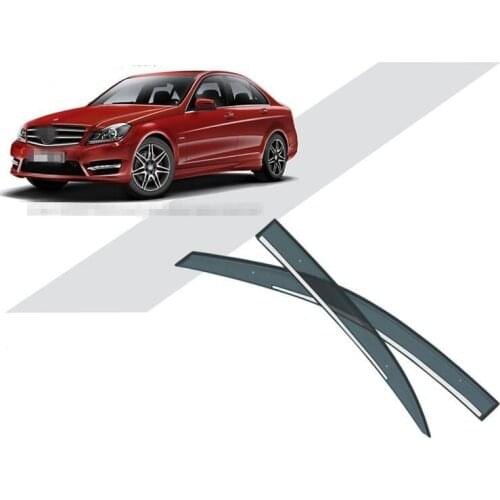 4Pcs Luxurious Car Sun Rain Visors Wind Deflector Door Side Window Guards Trim Shield For Mercedes Benz w204 2010 Car Styling