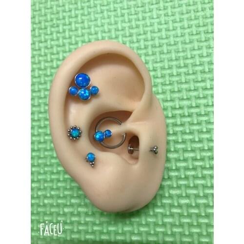 5pc/set 316L stainless steel 16G internal thread Opal Trinity ball labret segment tragus helix conch cartilage piercing earring