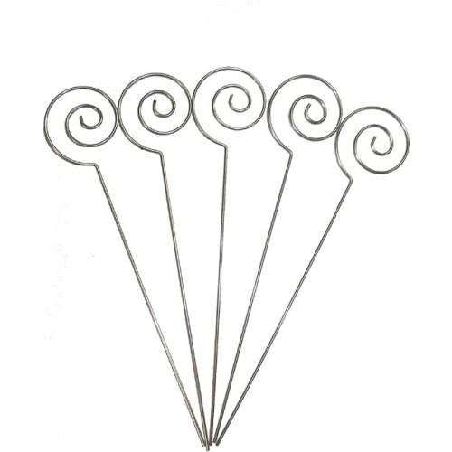 5Pcs Silver Color DIY Wire Card Holder Pick, Paper Photo Card Clip with Round Shape