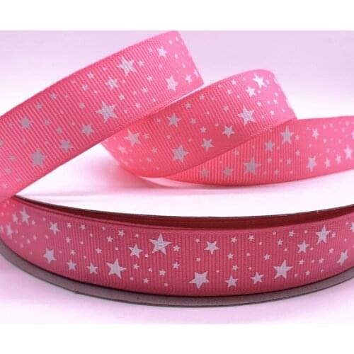 5yards 15mm 20mm 25mm 38mm Dark Pink Grosgrain Ribbon Printed Stars for Christmas Wedding Decoration DIY Sewing Handmand Crafts