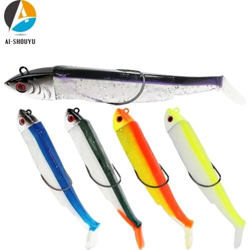 AI-SHOUYU NEW 14.5g 29.5g Lead Jig Head Fishing Bait for bass pike Soft Fishing Lure 90mm 10g leurre Easy Shiner Black Minnow