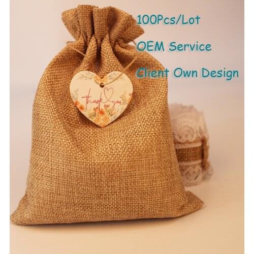 2020 Organza Bag Christmas Tag Natural Burlap Bag Tag White/Brown/Black/Black Kraft Paper Card Printing Hangtag Can Customized