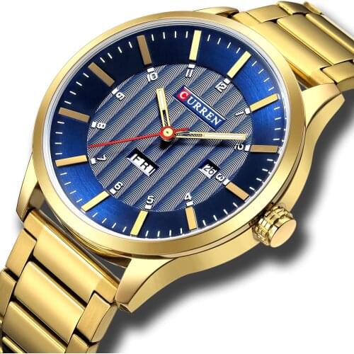 CURREN 8316 New Mens Fashion Brand Steel Band Week Calendar Life Waterproof Sports Quartz Watches Stainless Steel Mens Watch