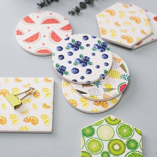 Colorful Fruit Sensation Diatomite Coasters Moisture Absorption Environmentally Friendly Insulation Pad