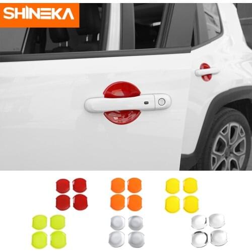 SHINEKA For Jeep Renegade 2016+ ABS Car Exterior Door Handle Bowl Decoration Cover Trim Stickers Accessories For Jeep Renegade