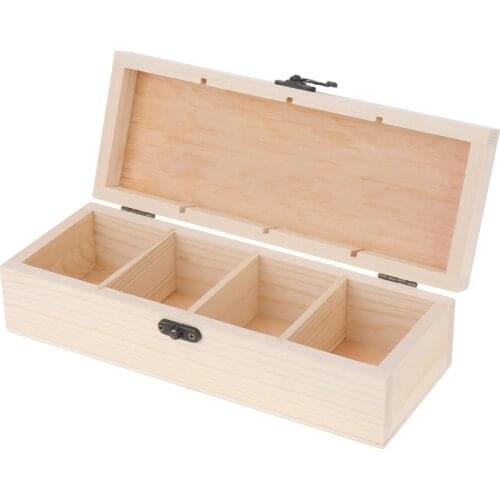 Wood Storage Box Retro Jewelry Holder Chest Container Ring Earring DIY Case Women Birthday Gift Present