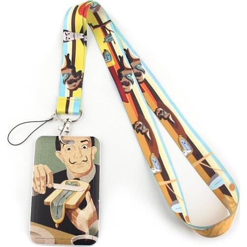 ER664 Eternal Memory Art Oil Painting Fashion Lanyards ID Badge Holder Bus Card Holder Staff Card With Lanyard Diy Hang Rope