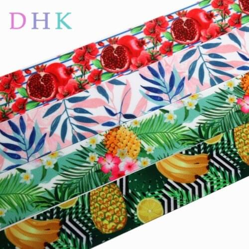 DHK 1.5'' 50yards pineapple fruits leaf printed grosgrain Ribbon Accessory hairbow headwear decoration Wholesale 38mm S921
