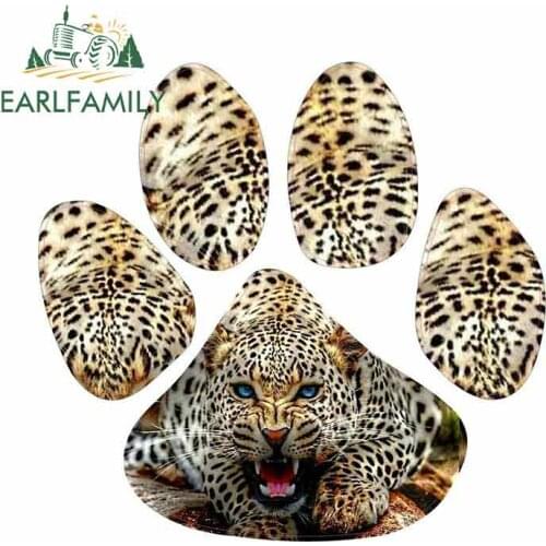 EARLFAMILY 13cm x 12.3cm for Leopard Animal Paw Print Cartoon Car Stickers JDM Vinyl Car Wrap Bumper Trunk Truck Graphics