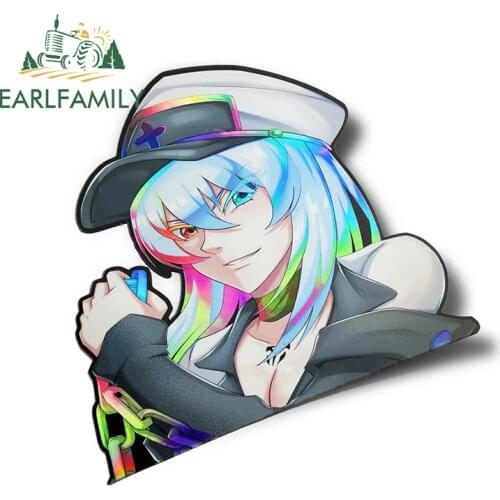 EARLFAMILY 13cm x 12.7cm Creative Car Sticker Cartoon Ice Queen Peeker Vinyl JDM Graffiti Peeking Car Window No Reflective Decal