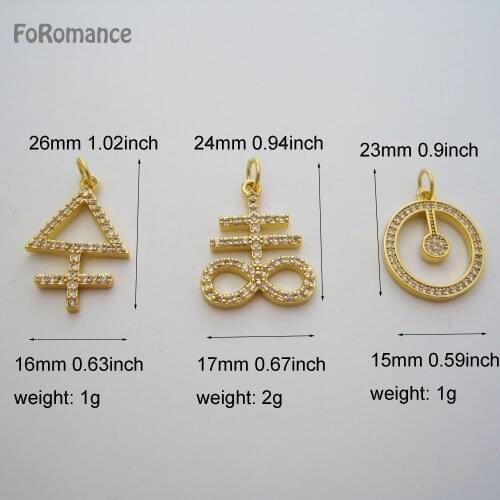 FoRomance Woman Man YELLOW GOLD GP 18" WATER WAVE CHAIN & 3 STYLES DIFFERENT SHAPES FULL CZ STONS PENDANT