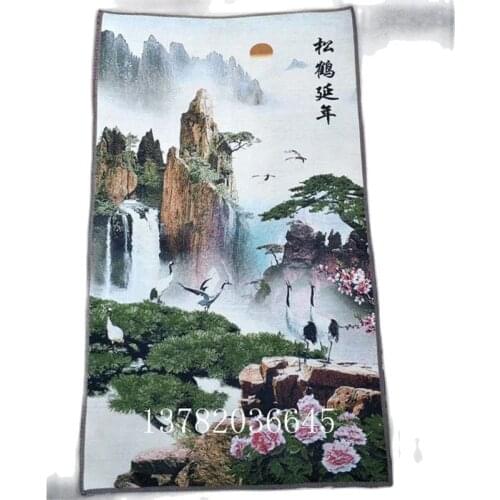 Chinese Handmade Silk Hanging Painting Landscape Painting Picture Of Longevity Pine Crane