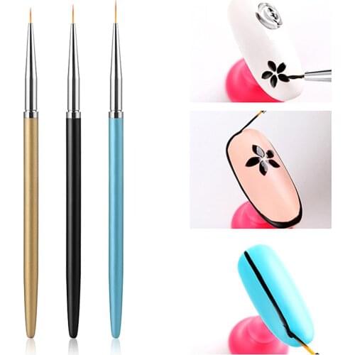 Nail Brush 3Pcs UV Gel Drawing Painting Nail Liner Brush Acrylic Nail Pen French Nail Colourful Gourd Handle Nail Art Tools