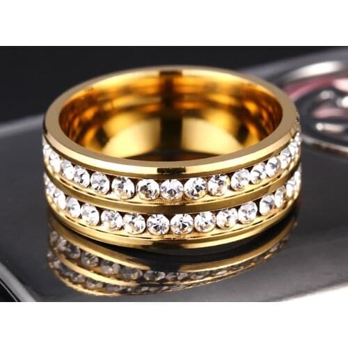 MANGOSKY 8mm Never Fade 316L Stainless Steel Ring Titanium Steel Engagement Wedding Ring