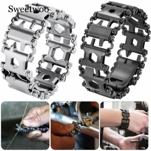 29 In 1 Multi Tool Bracelets Multifunction Repair Bracelet Stainless Steel Screwdriver Wrench Bicycle Camping Emergency Kit