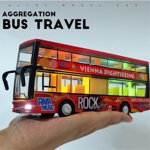 Simulation Double-deck Alloy Bus Toy Bus Model Light Sound Alloy Car Diecasts Toy Vehicles For Boys 1 2 3 4 Years Old 69HE