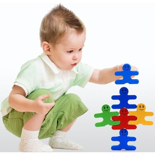 Montessori Toys Educational Wooden Toys for Children Early Learning Cartoon Balance Villain Blocks Exercise Kids Brain 16PCS/lot
