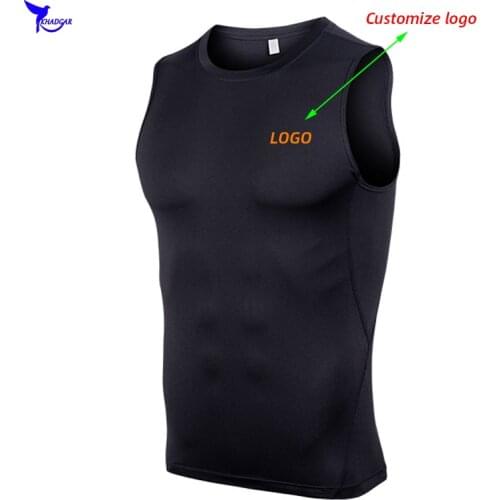 2020 Summer Quick Dry Sleeveless Running Shirts Men Breathable Compression Tank Top Mens Fitness Gym Sport Vest Customize Print
