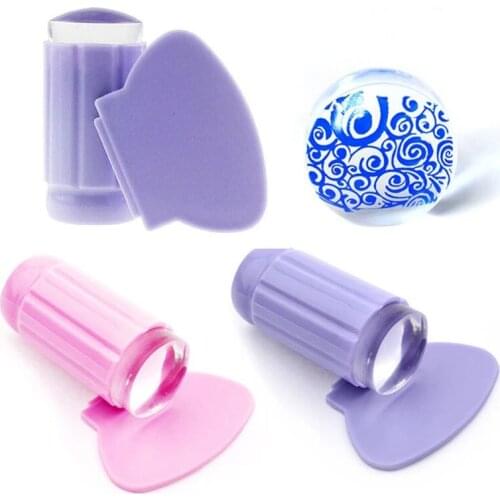 Silicone Transparent Nail Stamper Set Jelly Head With Scraper Nail Art Template Print Stamping Plate Tools Manicure Accessorie