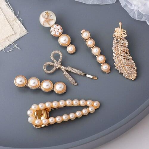 Imitation Pearl Hair Clips Set for Women Hair Barrette Fashion Feather Hairpins заколки на волосы 2020 Trendy Hair Accessories