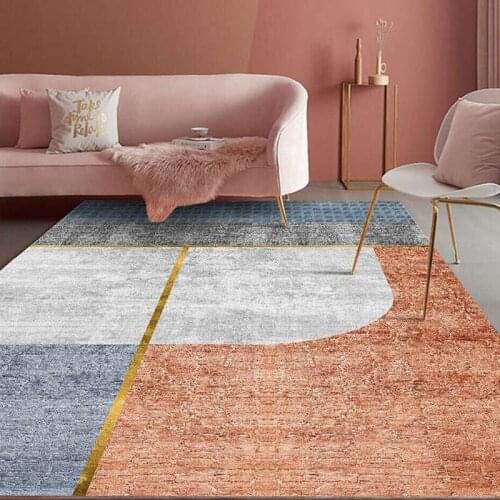 Nordic light luxury geometric luxury carpet bedroom living room decorative carpet bathroom non-slip carpet rectangular modern fl