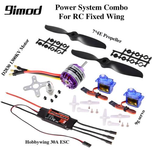 New Arrival Hobbywing 30A ESC 9imod D2830 1300KV Brushless Motor 9G Servo 7*3E Propeller Power System RC Fixed Wing Part