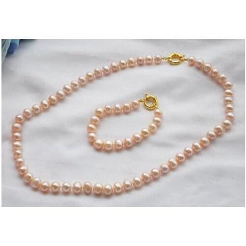 New arriver pearl jewellery set,Huge AA 10-11MM Pink Round Freshwater Pearl Necklace Bracelet,New Free Shipping