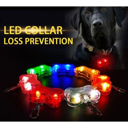 New Pet Collar Pendant LED Light Up Dog Bone Shape ID Tag Pet Safety Collar Pendant for Outdoor Walking Anti-lost