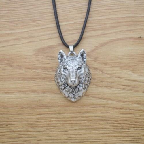 Gothic Animal Viking Wolf Necklace With Rope Chain 3D Fashion mens Jewelry