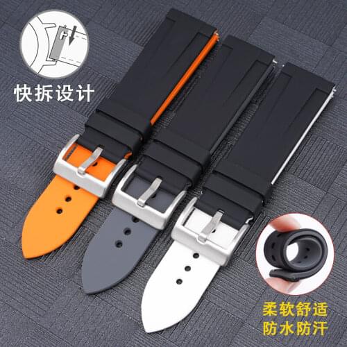 Sports Waterproof Silicone Rubber Watch Strap Male and Female for Rolex Seiko No. 5 Huawei GT20 22mm Quick Release