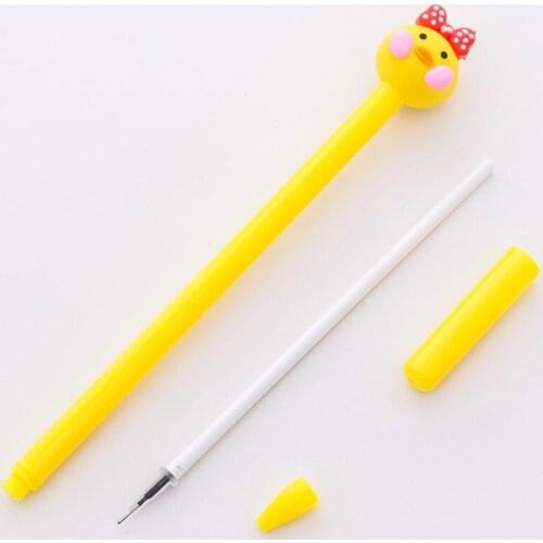 40pcs Lovely Cartoon Yellow Duck Neutral Pen Japanese and Korean Net Red Duck 0.5 Mm Black Student Signature Pens for School